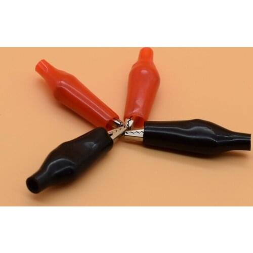 20pcs/lot 28MM Metal Alligator Clip G98 Crocodile Electrical Clamp for Testing Probe Meter Black and Red with Plastic Boot