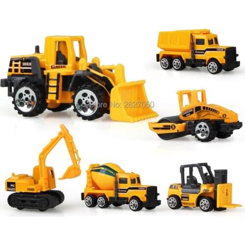 6 Styles mini Diecast Alloy Construction Vehicle Engineering Car Dump-car Dump Truck Model toys cars for children boy gift