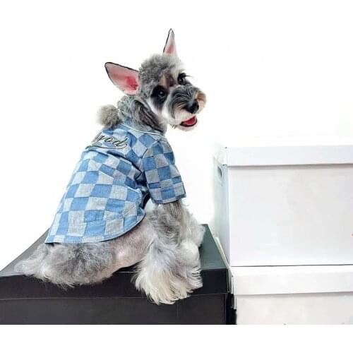 Fashion Dog Demin Jacket Clothes Pet Jean Coat Hoodie Winter Warm For Small Medium Dogs French Bulldog Schnauzer EMC43