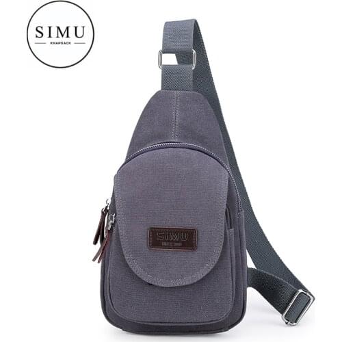 Simu fashion mens bag chest bag Leisure Bag Messenger Bag mens Korean Fashion Bag Canvas Bag outdoor sports bag canvas man