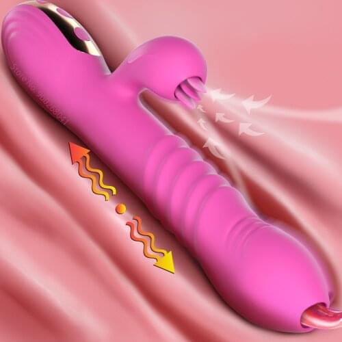 Powerful G Spot Tongue Licking Vibrator Heating Dildo Vibrator Clit Stimulator for Women Telescopic Swing Masturbation Sex Toys