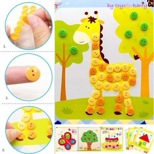 4pcs Kids DIY Button Stickers Drawing Toys Funny Game Handmade Art Class Painting Drawing Craft Kit Children Early Educational