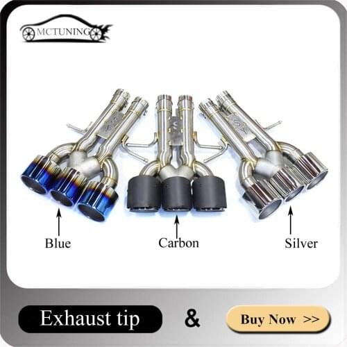 One Piece Car Exhaust System Stainless Steel Muffler Tailtips For Civic 10th 2019+ Carbon Fiber Exhaust Three Tips