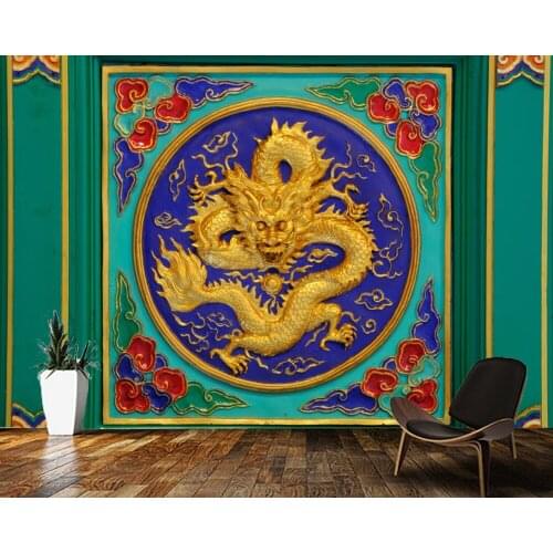 Papel de parede Chinese style golden dragon decoration vintage wallpaper mural,living room tv bedroom wall papers home decor