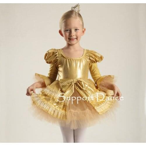 Support Dance Gold Butterfly Sleeve Tutu Dress C37
