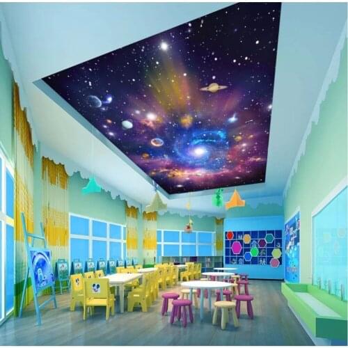 Space ceilings blue sky ceilings Large Mural Waterproof Canvas Self-adhesive Removable Sticker 3D Living Room Bedroom Ceiling