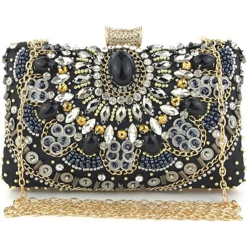 Luxurious Women Bags Wallets Cross Body Messenger Bag fashion Shoulder Bags Clutch Purse Evening Bag Handmade Beaded Diamond Set