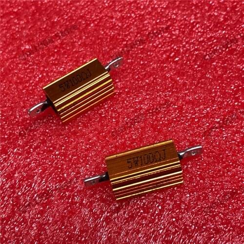 RX24-5W 100R 100RJ Power Metal Shell Case Gold Aluminium Case Wirewound Resistor 5W 100ohm 5% Automobile LED lamp resistors