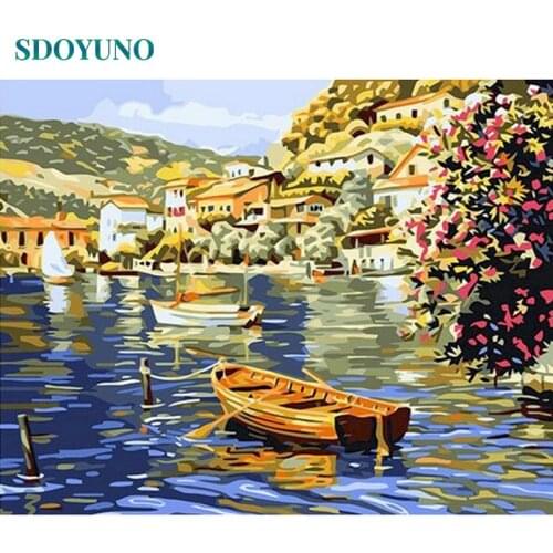 SDOYUNO 60x75cm Painting By Numbers Scenery DIY Paint By Numbers On Canvas Kits For Adult Frameless Landscape Hand Painting Deco