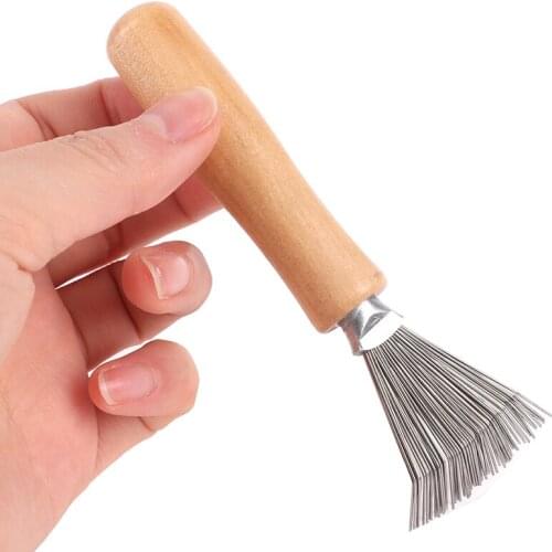 1Pcs Wooden Comb Cleaner Cleaning Hair Brush Comb Cleaner Handle Embeded Tool