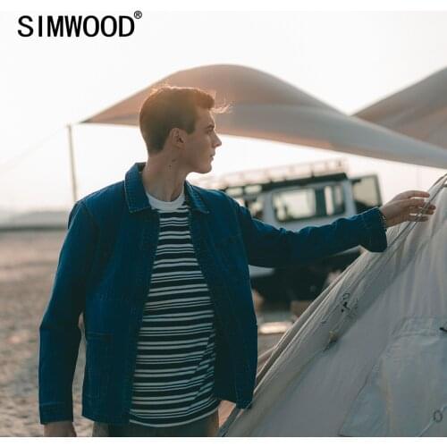 SIMWOOD 2021 Loose Denim Jackets Men Fashion Oversize Hip Hop Streetwear Vintage Washed Cargo Coats Plus Size Clothing SK170058