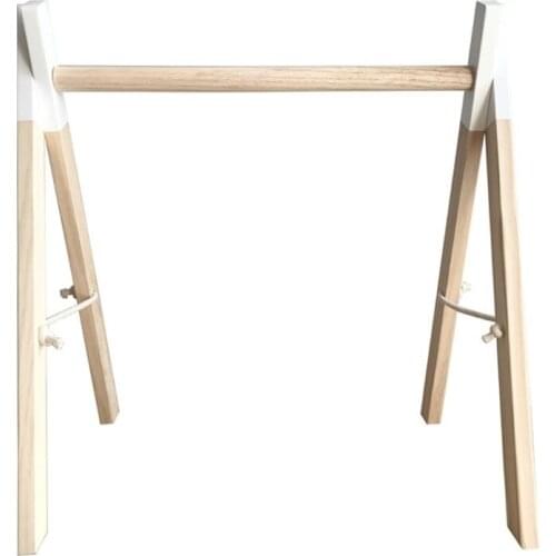 Nordic Simple Wooden Children Room Decorations Newborn Baby Fitness Rack Kids Sensory Ring-pull Toy C5AF