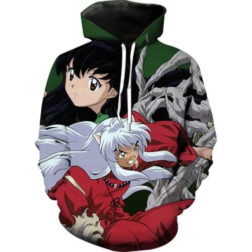 Lnuyasha Japanese Cartoon 3D Printing Hoodie Mens and Womens Childrens Fashion Leisure Sports Shirt Cool Long Sleeve Pullover