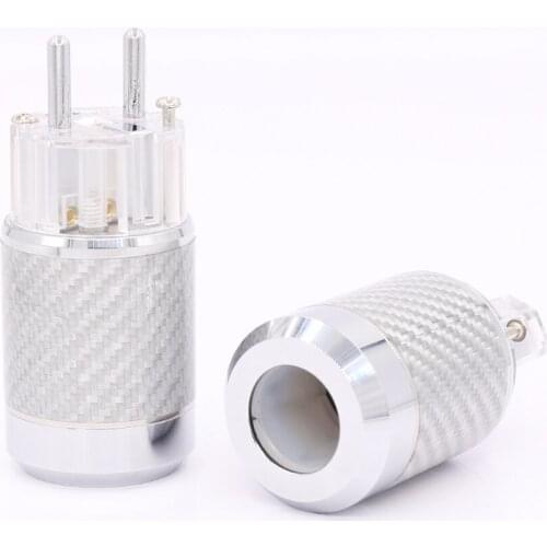 Carbon Fiber Rhodium Plated EU Mains Power Connector Female IEC Plug hifi