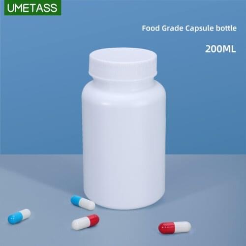UMETASS Thicken 200ML Pill Bottle Solid Powder Medicine Pill Reagent Container for Supplements Vitamins and Medicine 50PCS/lot