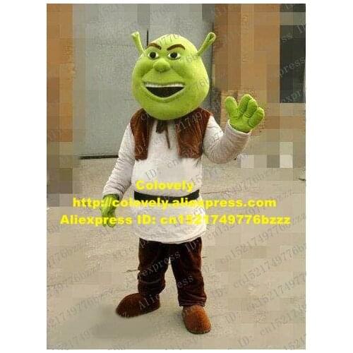 Vivid Green Freak Monster Monstrosity Shrek Mascot Costume Mascotte With Green Fat Head Laughing Face Adult No.407 Free Ship