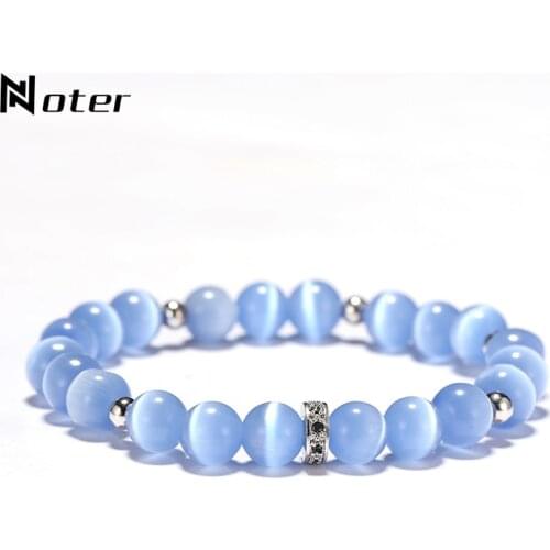 2021 Fashion Cat Eye Stone Bracelet Women Luxury Zirconia Beads Braslet Charm Blue Opal Braclet Femme Jewelry Accessories Joyas