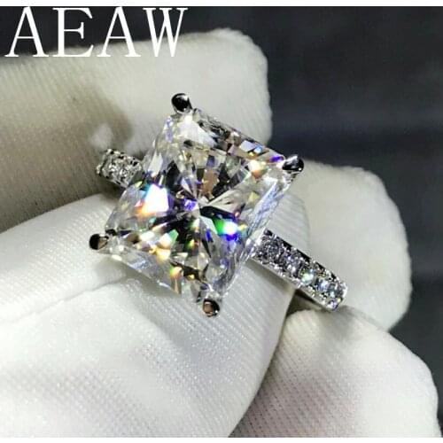 AEAW 4CT Radiant Cut GH Moissanite Engagement Ring in 925 Silver Diamond Fine Jewelry For Women VS F Gems