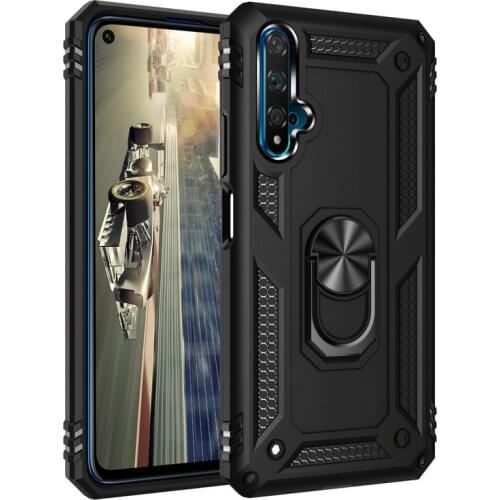 For Huawei nova 5T YAL-L21 Metal Ring Hard Phone Case for Honor 20 YAL-L21 Armor Case Back Cover Capa Etui Coque