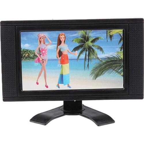 1Pc Plastic Dollhouse Family Room Television LCD TV 3 3/8 Inch for Dolls Living Room Furniture Decor Acc Toy Random Color