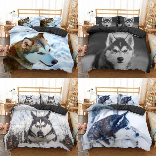 2021 3D Husky Dog Bedding Set Cute Animal Duvet Cover Queen King Size Husky Dog Bedding Set Home textiles Quilt Cover Bed lin