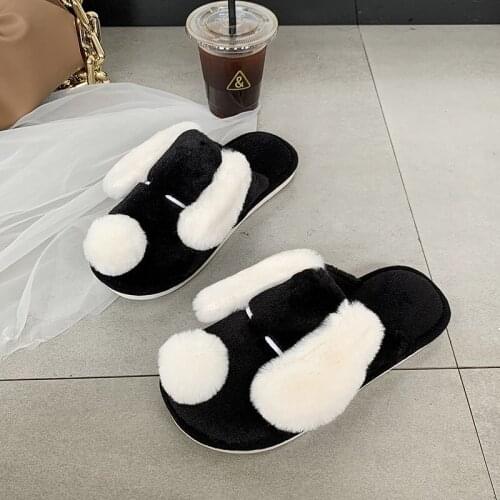2021 Winter Cotton Slippers For Women Korean-Style Indoor Warm Slippers Girls Cartoon Dog Cute Shoes Plush Footwears