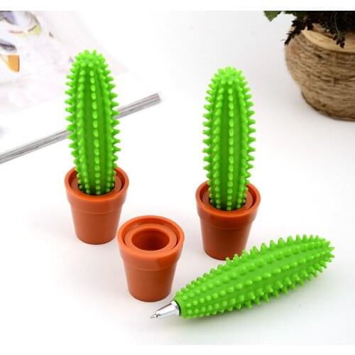 24PCS Cartoon Japanese Korean Creative Boutique Stationery Cactus Bonsai Ballpoint Pen Cute Fashion Office Supplies Desktop Pen