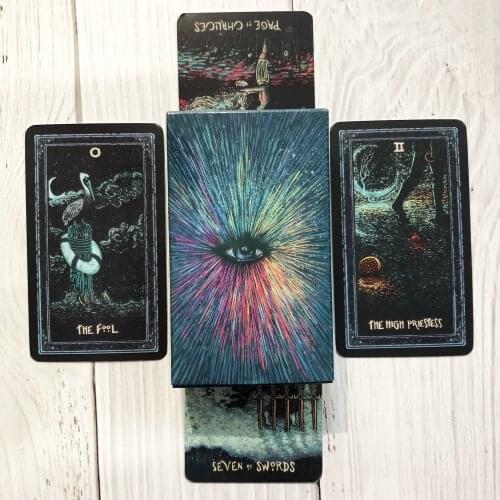 79pcs Deck Tarot Cards DIY Silver Plating Prisma Visions Tarot Cards Divination Fate Deck Board Game Cards For Family Party