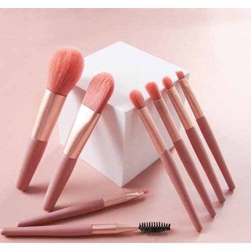 8pcs Mini Morandi Color Makeup Brushes, Soft Bristles, Portable Beauty Tools Portable Beginner Beauty Tool Set
