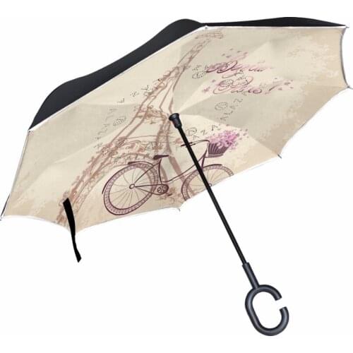 Safety Design Windproof Inverted Umbrella Rain Women Sun Protection Children Womens Reverse Umbrella Long with Reflective Strip