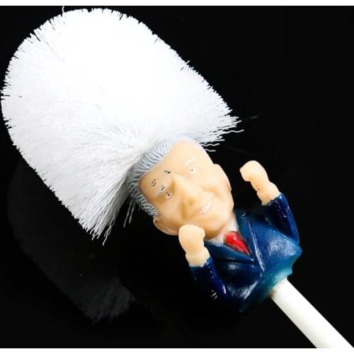 Creative and Interest Trend White Doll Toilet Brush U.S. President Joe Biden Avatar Shape Toilet Brush Home Office Toilet Brush