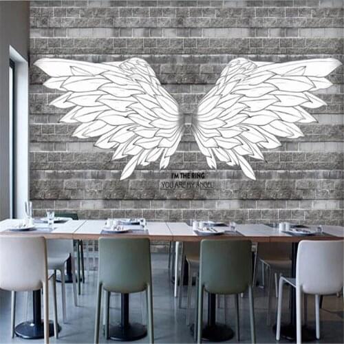 Milofi background wall paper mural European and American hand-painted wings bar coffee shop background wall