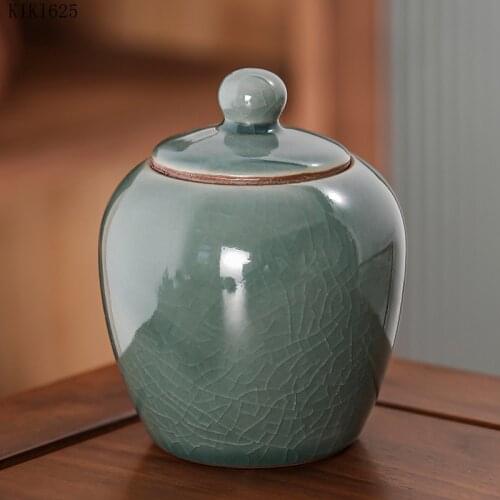 Ceramic Tea Caddy with Lid Kitchen Storage Container Candy Small Object Storage Jar Moisture-proof Sealed Jar Home Decoration