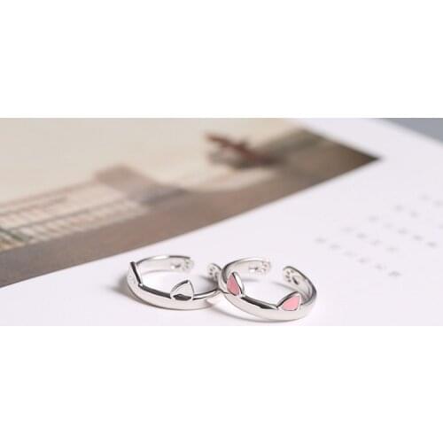 Lovely Kitten Cat Ear Rings Alloy Tiny Cat Ear Open Ring For Women Girl Child Gifts Adjustable Finger jewelry