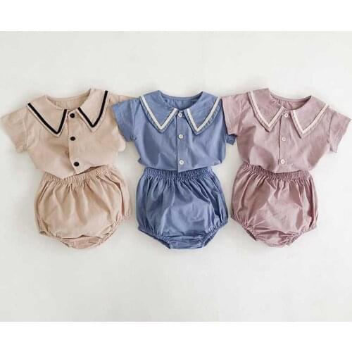 Newborn Baby Girl Clothes Set Summer Girls Cute Short Sleeve Tops+shorts Bloomers Pants Outfits 2pcs Cotton Kids Set