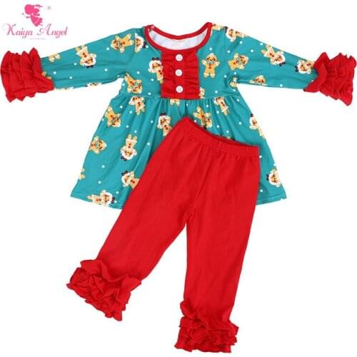2017Kaiya Angel Hot Wholesale Wholesal Fall Outfit Kids Christmas Gift Girl Tracksuits Costume Pajamas Set Children Clothing
