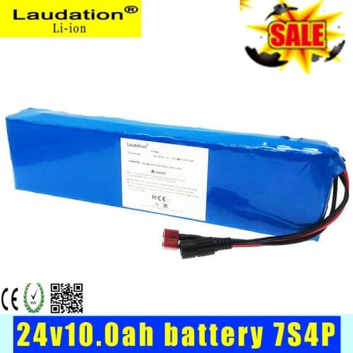 Laudation 24v10Ah Lithium Battery Pack 7S4P 29.4V 15A BMS for 250W 350W Electric Motorcycle Electric Wheelchair Electric Bicycle