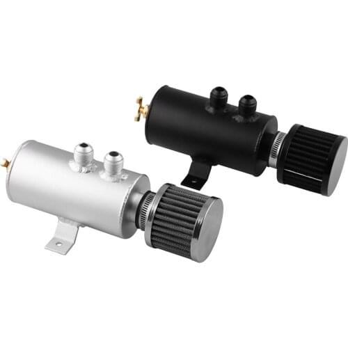 Oil Catch Can Tank with Breather Filter Aluminium 10 AN Round 0.75L Brushed Baffled Universal Separator bracket