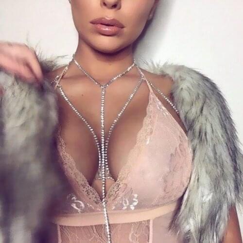 Fashion Elements Nightclub Exaggerated Crystal Chest Chain Body Chain i Bra Chest Belly Body Chains Jewelry for Women
