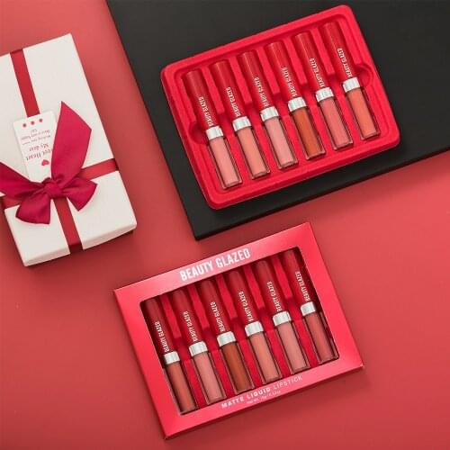 BEAUTY GLAZED Liquid Lipstick set Matte Lip Gloss Cosmetic Lightweight Long Lasting Lip Tint Waterproof 6 Color Lips Makeup