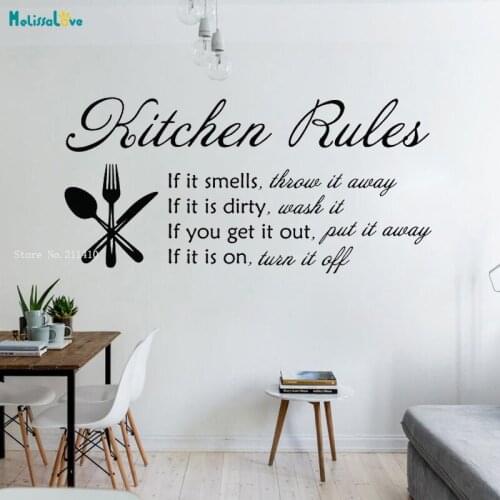 Kitchen Rules Wall Decal Home Vinyl Sticker Modern Home Decor Art Word Removable Murals Exquisite Utensils Poster YT1954