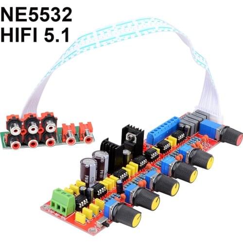 NE5532 HIFI 5.1 Tone Plate Pre-amplifier Board Volume Control Panel for 5.1 Amplifier Board AC15V-0-15V Free Shipping 12003207