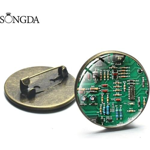 Novelty Computer Circuit Board Brooches Complex Computer Electronic Circuit Art Pattern Lapel Pins Badge Geek Accessories