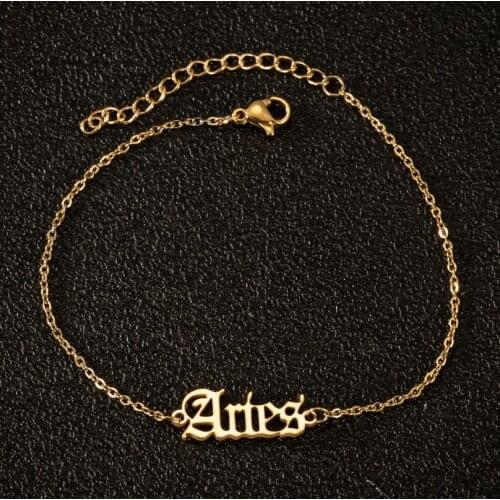 12 Constellation Jewelry Leo Zodiac Sign Astrology Anklets Star Sign Old English Letter Aries Anklets Bracelets Birthday Gift