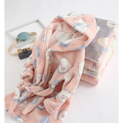 Autumn Winter Flannel Baby Robes Kid Girl Boy Sleepwear Cartoon Pajama Sets for Children