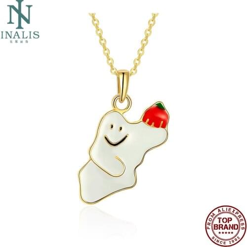 INALIS White Cute Snowman Pendant Necklaces Romantic Tin Alloy Necklace For Women Birthday Festival Jewelry Gift Send Girlfriend