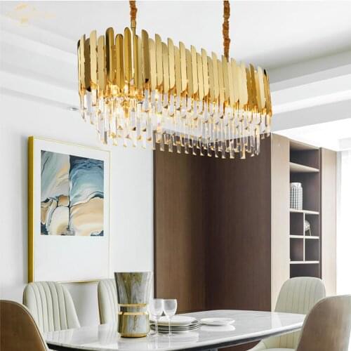 Postmodern Chandeliers Lighting Luxury Gold Rectangle LED Lamp Decoration for Kitchen Living Room Bedroom Dining Room Villa