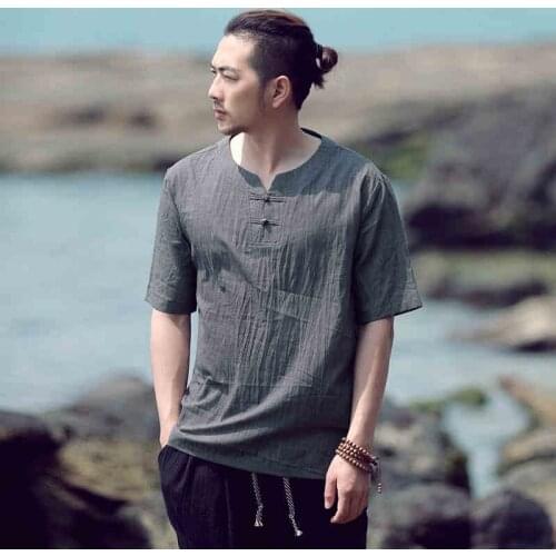 Linen shirts men Traditional chinese clothing for men Chinese oriental shirt wing chun clothing male linen shirt TA212