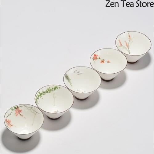 Hand Painted High White Porcelain Ceramic Teacups Gaiwan Tea Bowl Puer Tes Set Tea Cup Beer Tea Mug Whiskey Drinkware Cup Home
