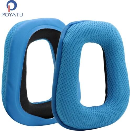Poyatu Blue Earpads For Logitech G35 G930 G430 F450 Headphone Replacement Ear Pad Ear Cushion Ear Cups Ear Cover Repair Parts